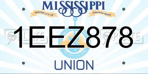 1EEZ878 Mississippi License Plate