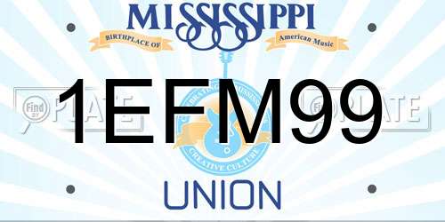 1EFM99 Mississippi License Plate