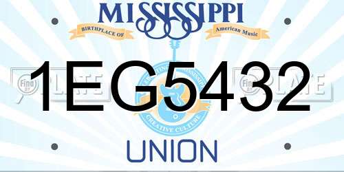 1EG5432 Mississippi License Plate