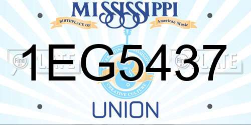 1EG5437 Mississippi License Plate