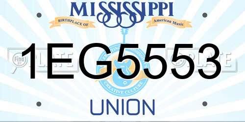 1EG5553 Mississippi License Plate