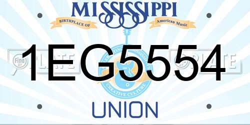 1EG5554 Mississippi License Plate