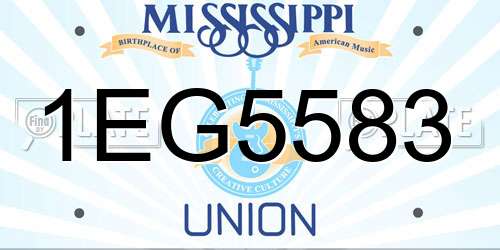 1EG5583 Mississippi License Plate