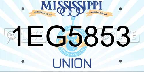1EG5853 Mississippi License Plate