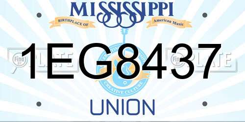 1EG8437 Mississippi License Plate