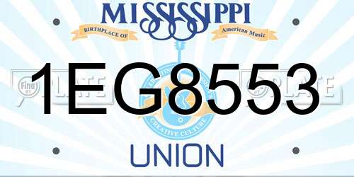 1EG8553 Mississippi License Plate