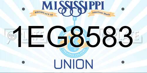 1EG8583 Mississippi License Plate