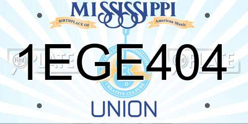 1EGE404 Mississippi License Plate