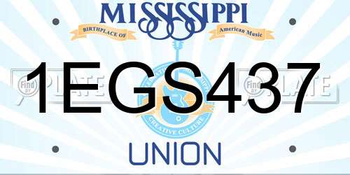 1EGS437 Mississippi License Plate