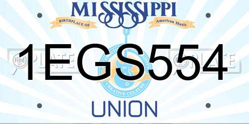 1EGS554 Mississippi License Plate