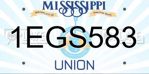 1EGS583 Mississippi License Plate