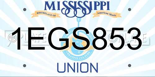 1EGS853 Mississippi License Plate