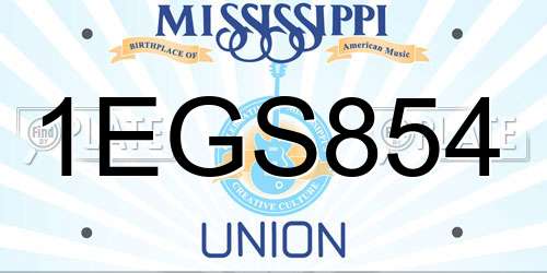 1EGS854 Mississippi License Plate