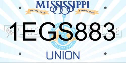 1EGS883 Mississippi License Plate