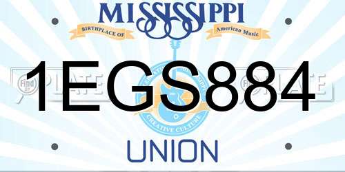 1EGS884 Mississippi License Plate