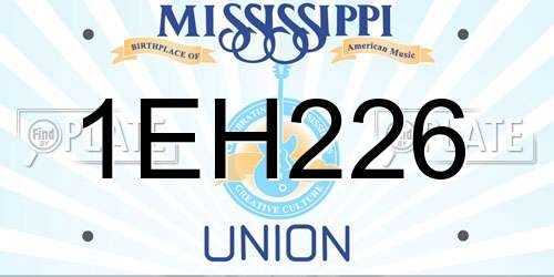 1EH226 Mississippi License Plate