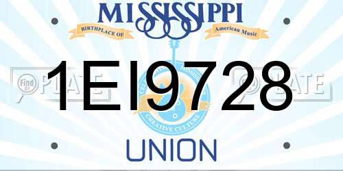 1EI9728 Mississippi License Plate