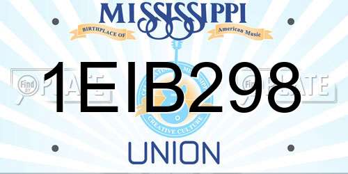 1EIB298 Mississippi License Plate