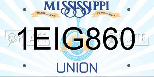 1EIG860 Mississippi License Plate