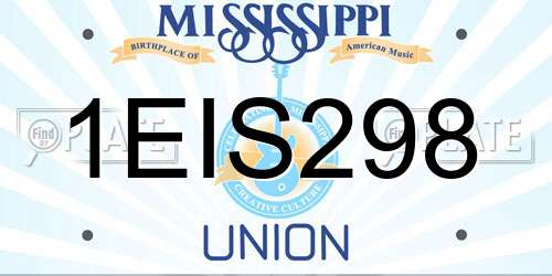 1EIS298 Mississippi License Plate