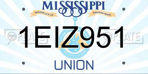 1EIZ951 Mississippi License Plate