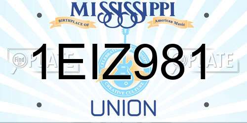 1EIZ981 Mississippi License Plate