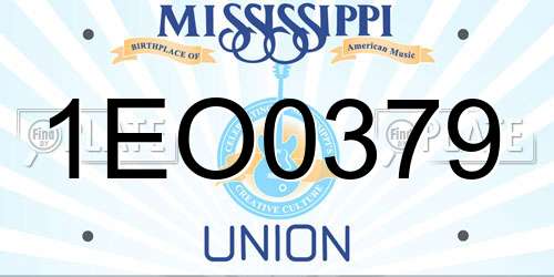 1EO0379 Mississippi License Plate