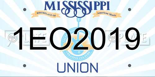1EO2019 Mississippi License Plate