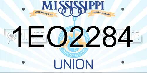 1EO2284 Mississippi License Plate