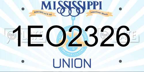 1EO2326 Mississippi License Plate