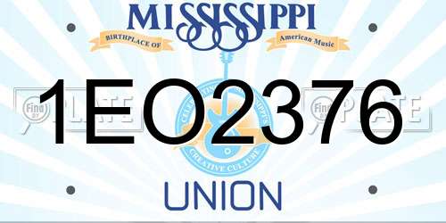 1EO2376 Mississippi License Plate