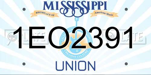 1EO2391 Mississippi License Plate