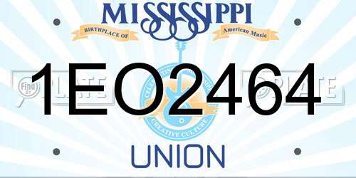 1EO2464 Mississippi License Plate
