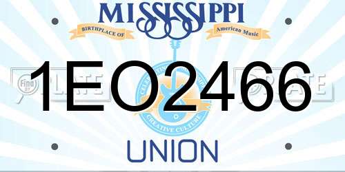 1EO2466 Mississippi License Plate