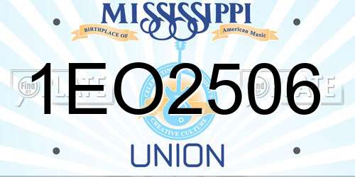 1EO2506 Mississippi License Plate