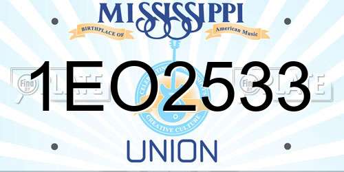 1EO2533 Mississippi License Plate