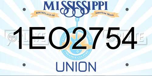 1EO2754 Mississippi License Plate