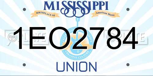 1EO2784 Mississippi License Plate