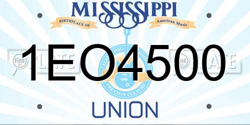 1EO4500 Mississippi License Plate