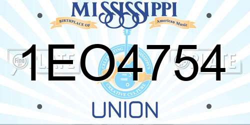 1EO4754 Mississippi License Plate