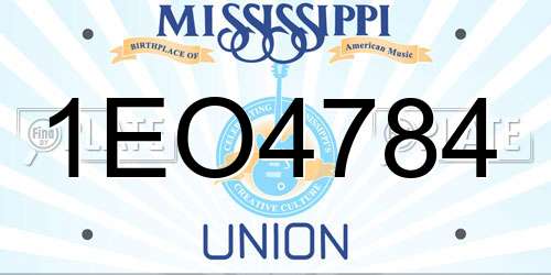 1EO4784 Mississippi License Plate