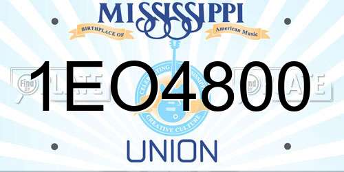 1EO4800 Mississippi License Plate