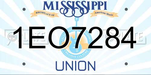 1EO7284 Mississippi License Plate