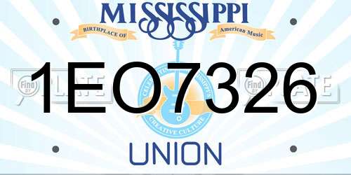 1EO7326 Mississippi License Plate