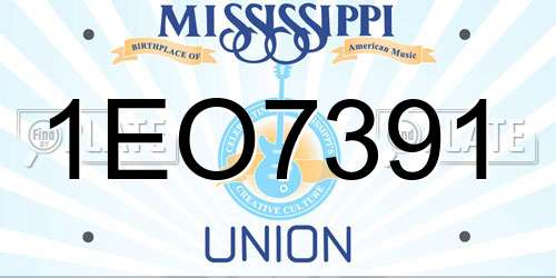 1EO7391 Mississippi License Plate