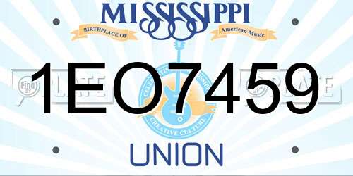 1EO7459 Mississippi License Plate