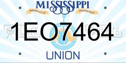 1EO7464 Mississippi License Plate