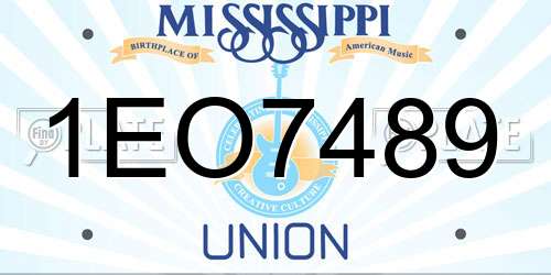 1EO7489 Mississippi License Plate