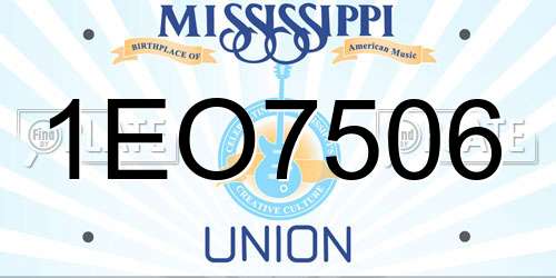 1EO7506 Mississippi License Plate
