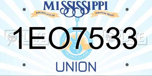 1EO7533 Mississippi License Plate